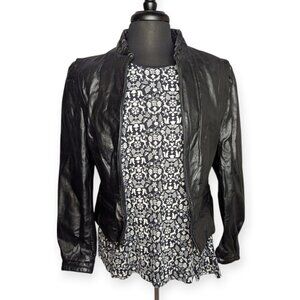 Vintage Berman's Black Moto Leather Jacket Size 14 Style 7540